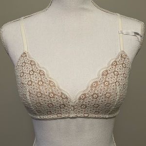 NWT Aerie bra, 34B, white lace over tan foundation